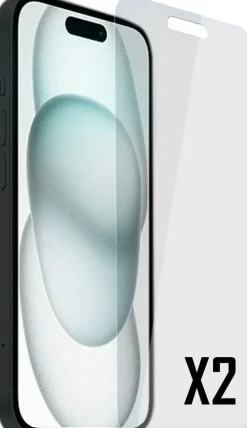 AKASHI 2 VERRES TREMPES P/IPH 15< Téléphone Mobile