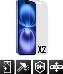 AKASHI 2 VERRES TREMPES P/IPH 16< Téléphone Mobile