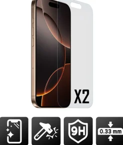AKASHI 2 VERRES TREMPES P/IPH 16 PRO MAX< Téléphone Mobile