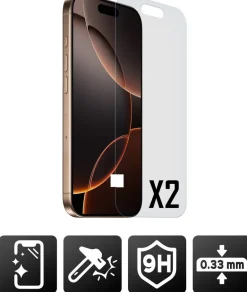 AKASHI 2 VERRES TREMPES P/IPH 16 pro< Téléphone Mobile
