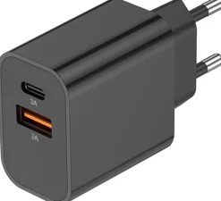 AKASHI chargeur secteur usb-a + usb-c 15w noir< Téléphone Mobile