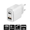AKASHI CHARG/SECT/INTEL USB-C/USB 3A 20W WH< Téléphone Mobile