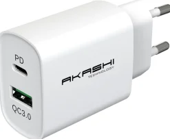AKASHI CHARG/SECT/INTEL USB-C/USB 3A 20W WH< Téléphone Mobile