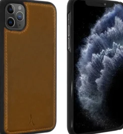 AKASHI coque cuir italien marron p/iph 11 pro< Téléphone Mobile