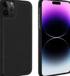 AKASHI coque noir cuir italien p/ip 14 pro max< Téléphone Mobile