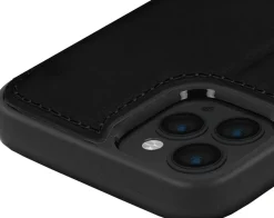 AKASHI coque noir cuir italien p/ip 14 pro max< Téléphone Mobile