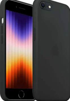 AKASHI coque silicone noir gomme iphone se 2022< Téléphone Mobile