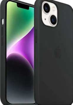 AKASHI coque silicone noir gomme iphone 13/14< Téléphone Mobile