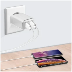 AKASHI c/sect 2usb 2.4a blanc (tablette/smartp)< Téléphone Mobile