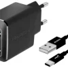 AKASHI c/secteur 2usb + cable usb-c noir< Téléphone Mobile