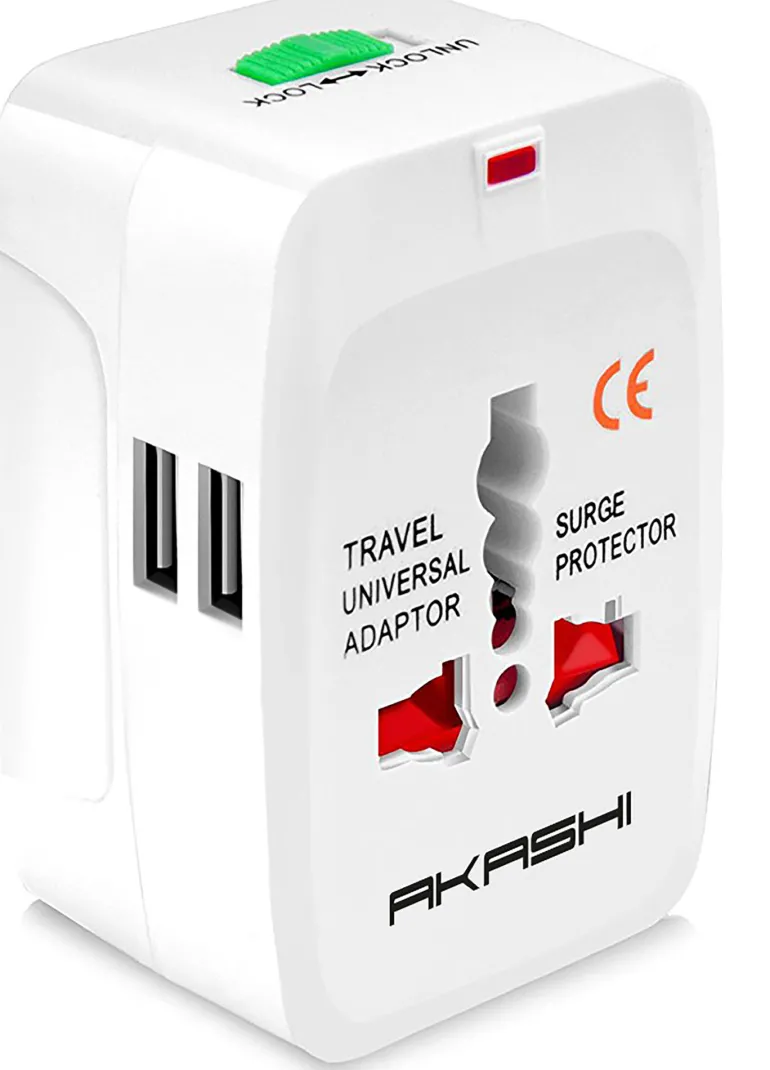 AKASHI c/sect/universel 150 pays 2usb 2a1 blanc< Téléphone Mobile