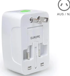 AKASHI c/sect/universel 150 pays 2usb 2a1 blanc< Téléphone Mobile
