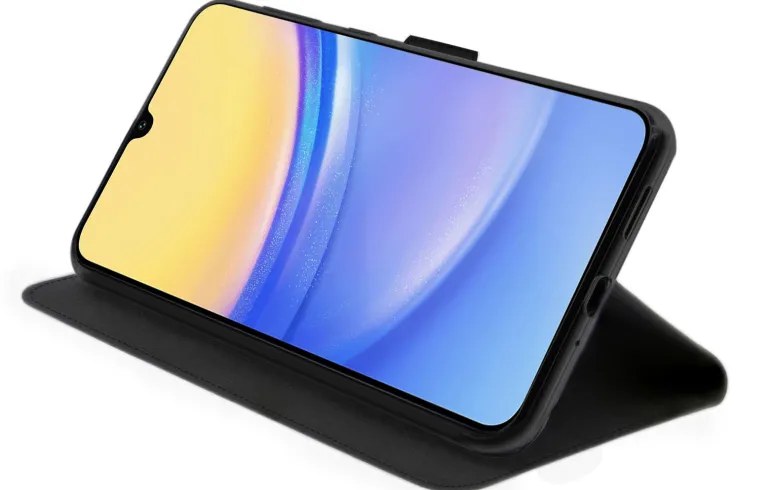 AKASHI etui folio noir stand cb p/galaxy a15< Téléphone Mobile