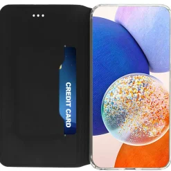 AKASHI etui folio noir stand cb p/galaxy a14< Téléphone Mobile