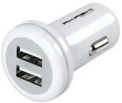 AKASHI prise al/cigares 2usb x 2.4a blanc< Téléphone Mobile