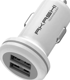 AKASHI prise al/cigares 2usb x 2.4a blanc< Téléphone Mobile