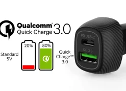 AKASHI prise al/cigares usb/usb-c 3a 18w noir< Téléphone Mobile