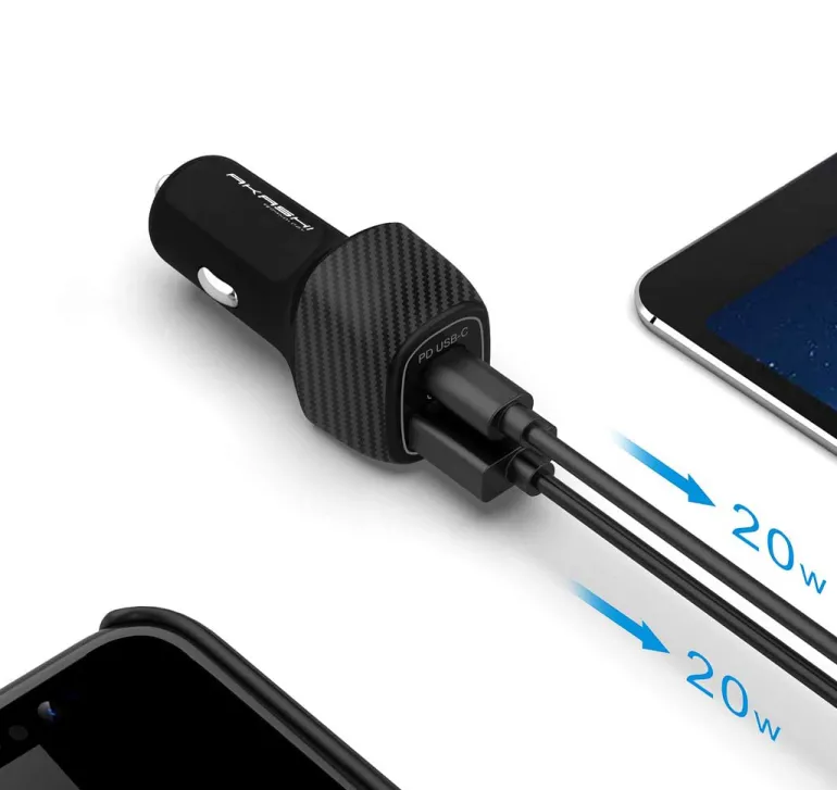 AKASHI prise al/cigares usb/usb-c 3a 18w noir< Téléphone Mobile