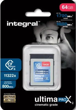 INTEGRAL CFEXPRESS 64GO CINEMATIC 8K RAW 800MB/S< Stockage