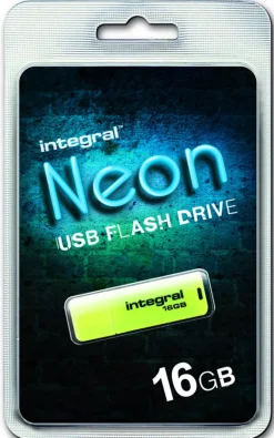 INTEGRAL cle usb fluo jaune 16go.< Stockage
