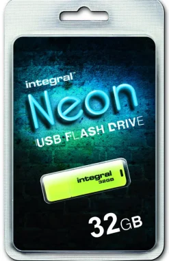 INTEGRAL cle usb fluo jaune 32go.< Stockage