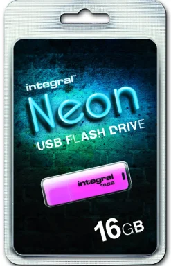 INTEGRAL cle usb fluo rose 16go.< Stockage
