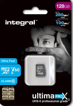 INTEGRAL 128gb.micro sdxc.cl10.uhs2.u3.v60.< Stockage