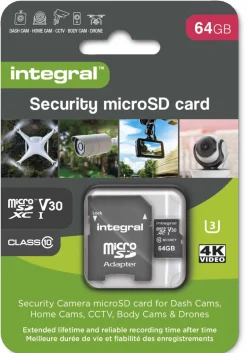INTEGRAL MICROSD 64G 4K V30 UHS-1 U3 A1 CLASS 10< Stockage
