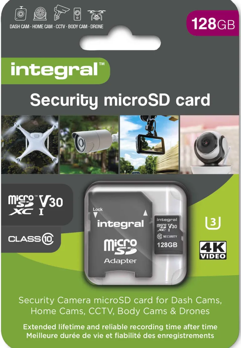INTEGRAL MICROSD 128G 4K V30 UHS-1 U3 A1 CLASS10< Stockage