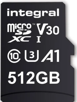 INTEGRAL msdxc 512 gb uhs1 u1 cl10 v30 80mb/s.< Stockage