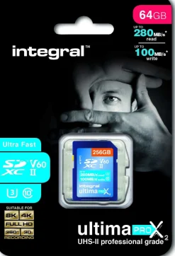 INTEGRAL sdxc 64 gb cl10 uhs2 u3v60 260mb/100mb/s< Stockage