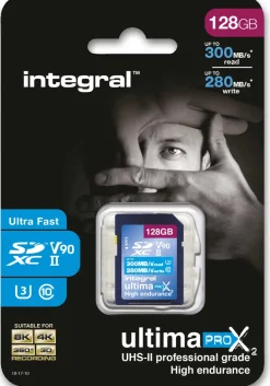 INTEGRAL SDXC 128GB CL10 UHS2 U3 V90 300/280< Stockage