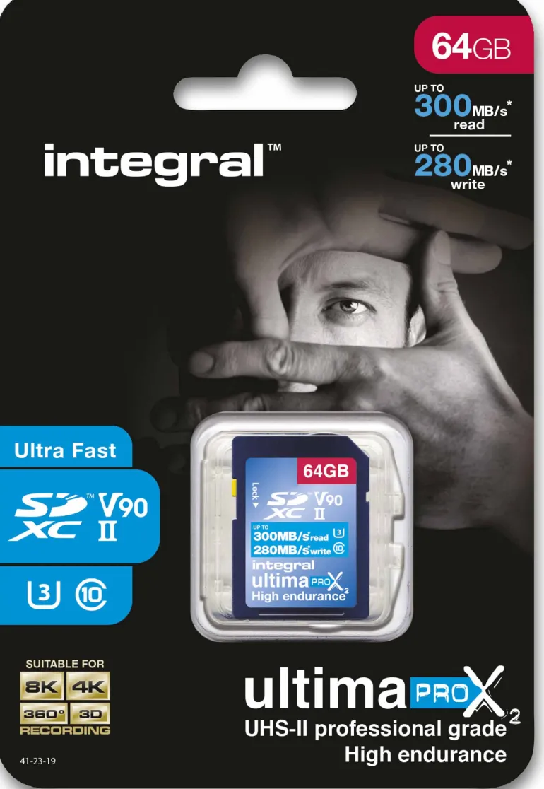 INTEGRAL SDXC 64GB CL10 UHS2 U3 V90 300/280< Stockage