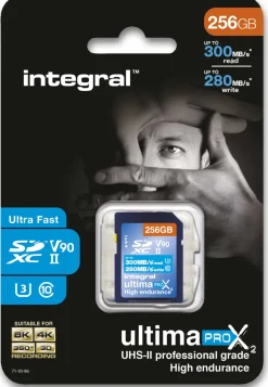 INTEGRAL SDXC 256GB UHS-II U3 CL10 V90 300/280< Stockage