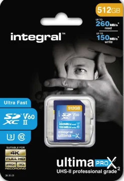INTEGRAL SDXC 512GB UHS-II U3 CL10 V60 260/150< Stockage