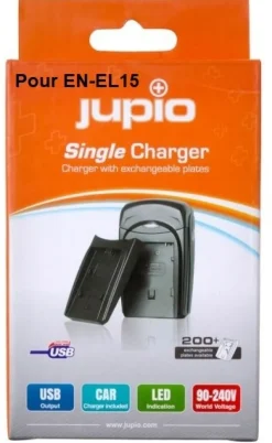 JUPIO CHARGEUR BATTERIE COMPATIBLE EN-EL 15< Energie