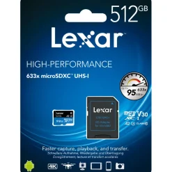 LEXAR MICRO SDHC 512GB 633X UHS1 U1 CL10< Stockage