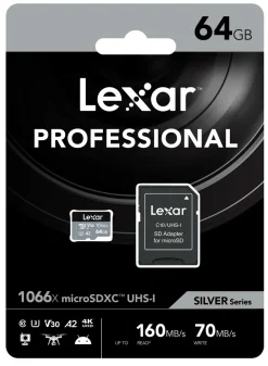 LEXAR MICROSD SILVER SERIES UHS-I 64GB V30< Stockage