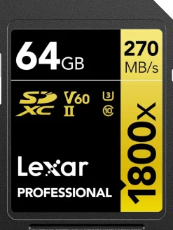 LEXAR SD PRO GOLD SERIES UHSII 64G V60 2 PACK< Stockage