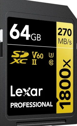 LEXAR SD PRO GOLD SERIES UHSII 64G V60 2 PACK< Stockage