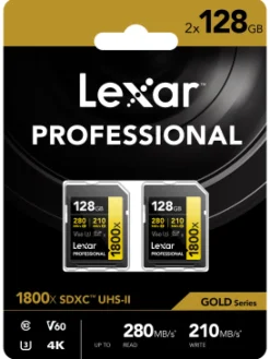 LEXAR SD PRO GOLD UHS-II 1800X 128G V60 2 PACK< Stockage
