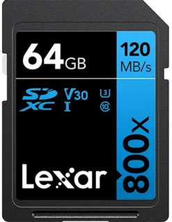 LEXAR SDHC 800X PRO BLUE SERIES 64GB UHS-1 V30< Stockage