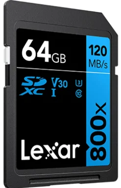 LEXAR SDHC 800X PRO BLUE SERIES 64GB UHS-1 V30< Stockage
