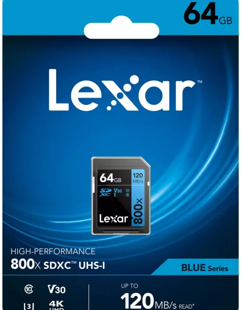 LEXAR SDHC 800X PRO BLUE SERIES 64GB UHS-1 V30< Stockage