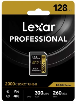 LEXAR SDXC PRO GOLD UHS-II 2000X 128GB V90< Stockage