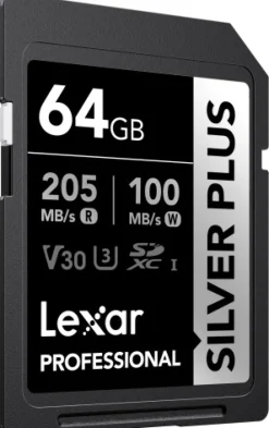 LEXAR SDXC SILVER PLUS UHS-1 64G V30 150MB/S< Stockage