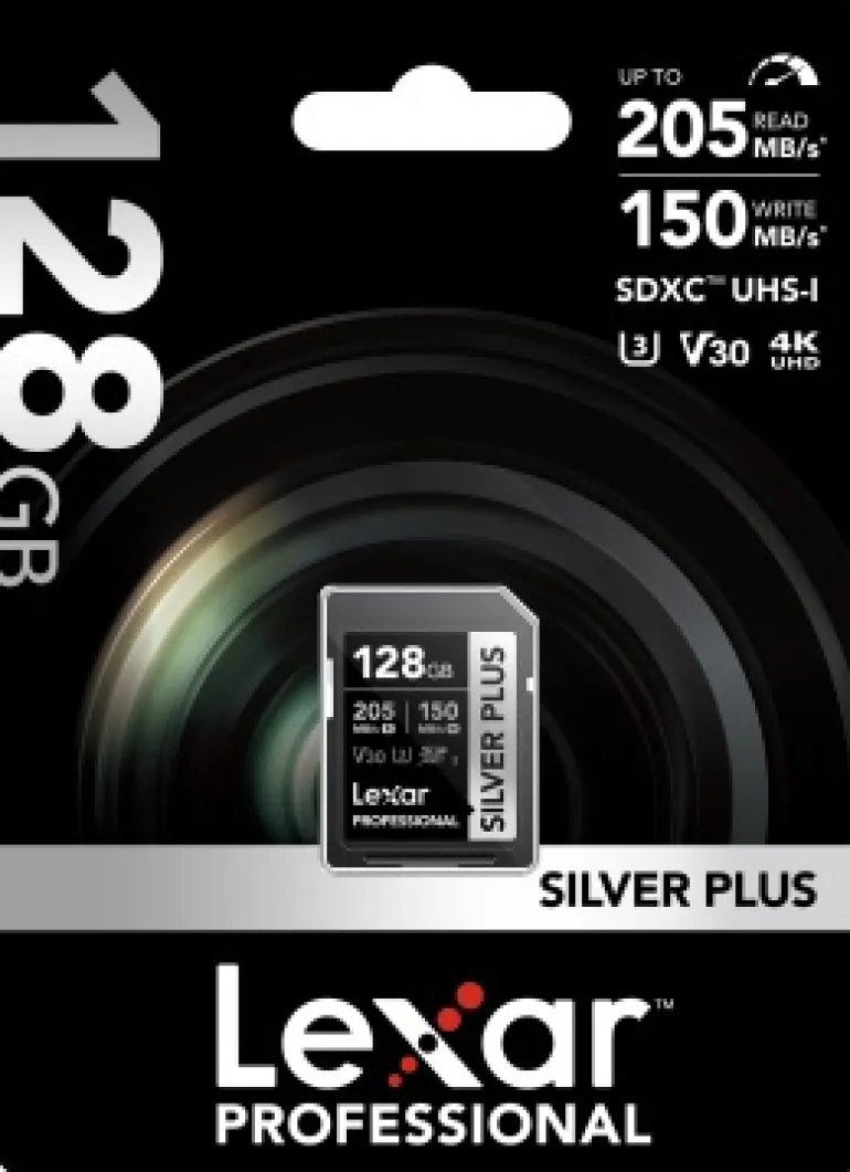 LEXAR SDXC SILVER PLUS UHS-1 128G V30 150MB/S< Stockage