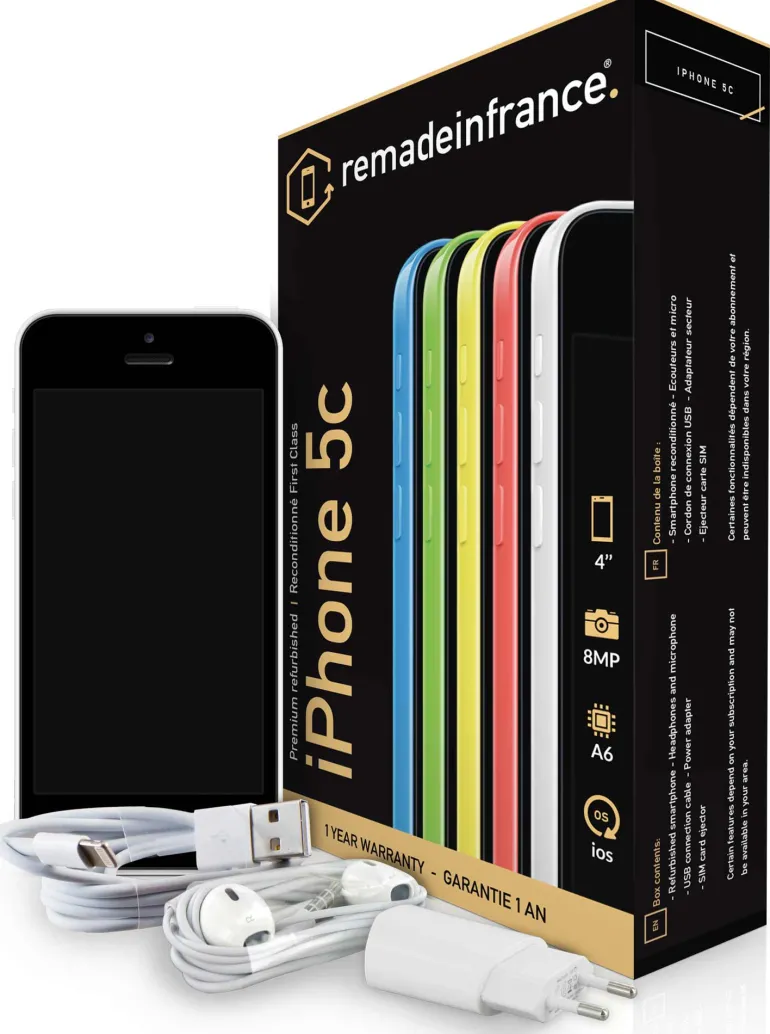REMADEINFRANCE iphone 5c 16go blanc recondition< Téléphone Mobile