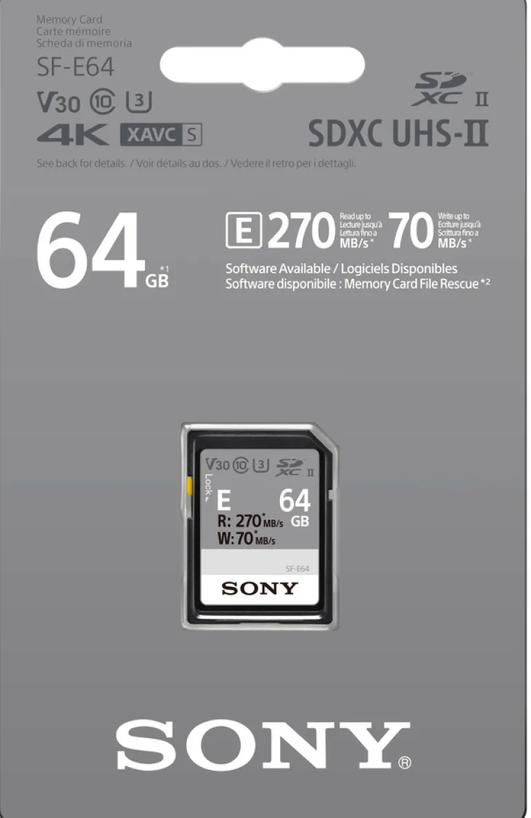 SONY SDXC UHS-II ENTRY SERIE CL10 U3 64GO< Stockage