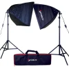 STARBLITZ STUDIO Kit eclair 2x60W+sac+pieds+boite lum< Kit Studios